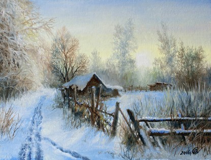 Зимнее утро на краю деревни